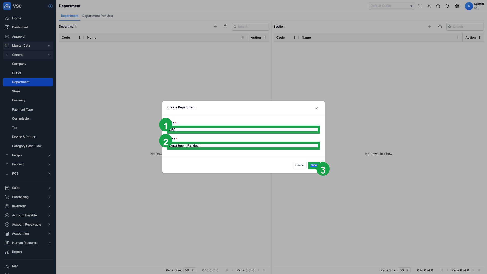 Form Create Department