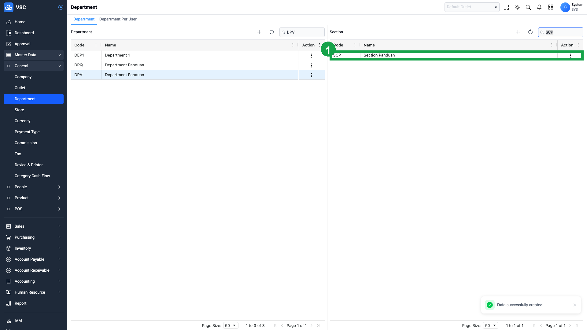 Hasil Create Section