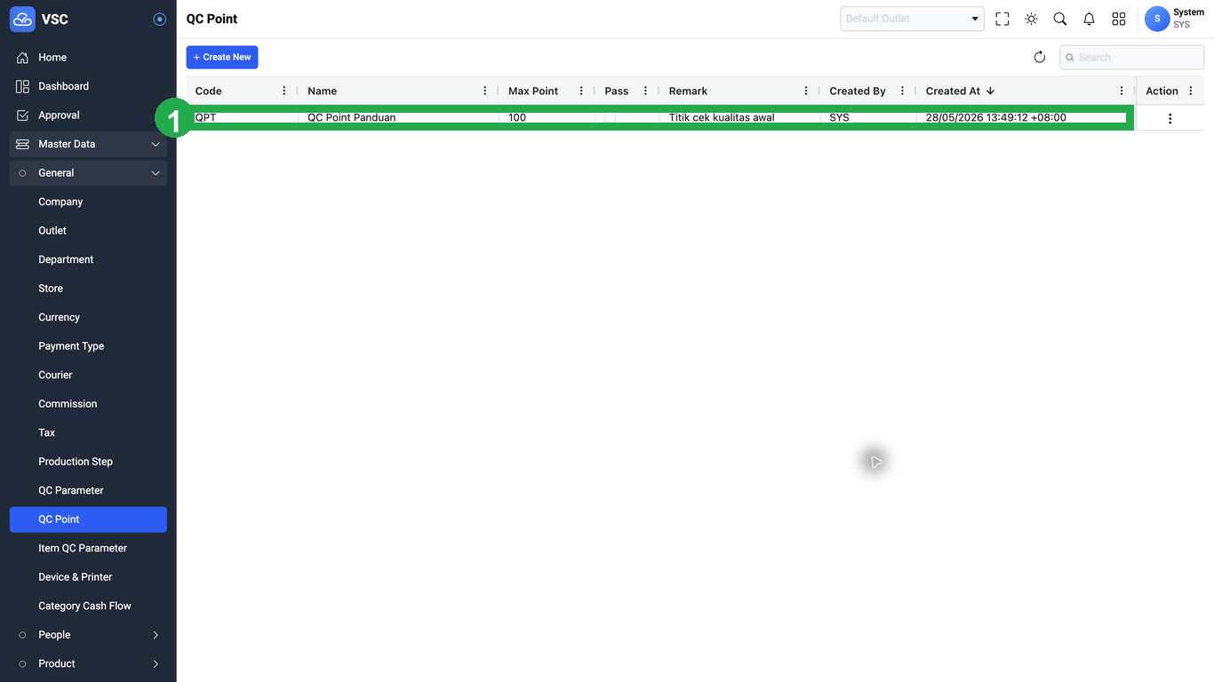 Hasil Create QC Point