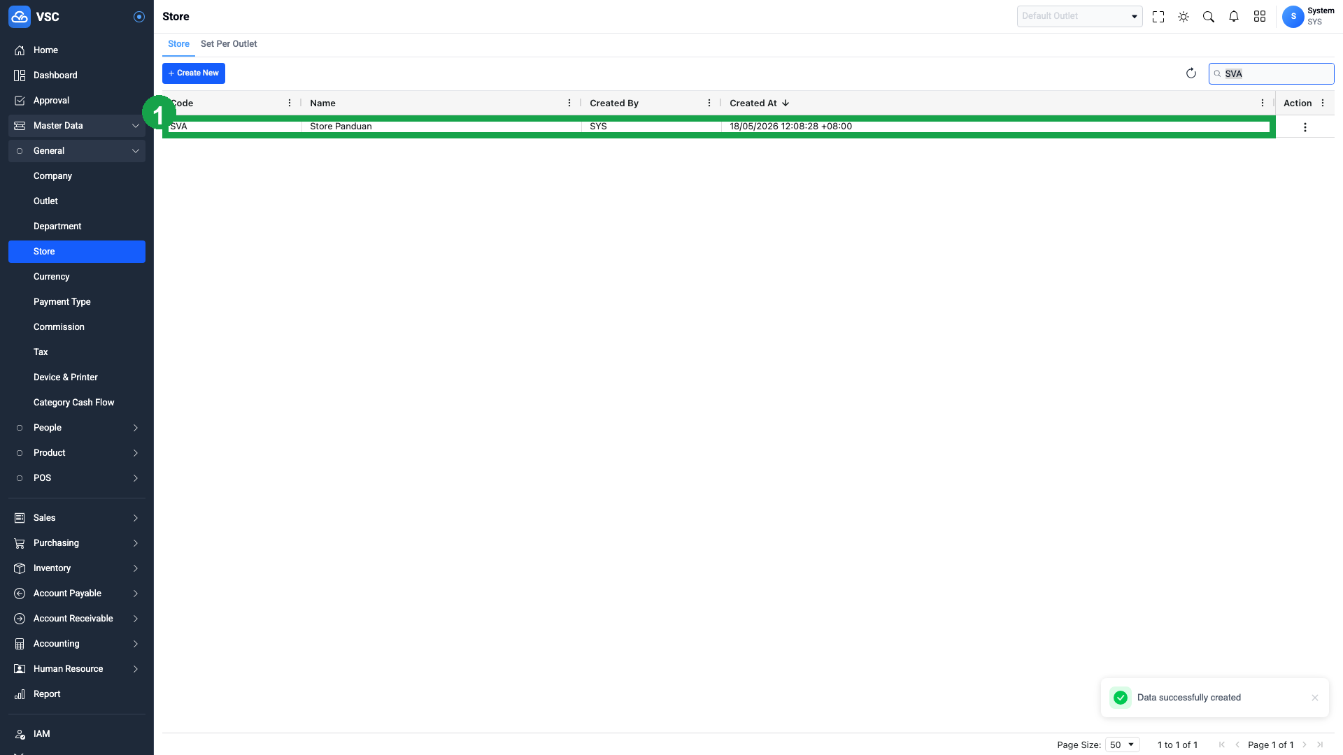 Hasil Create Store