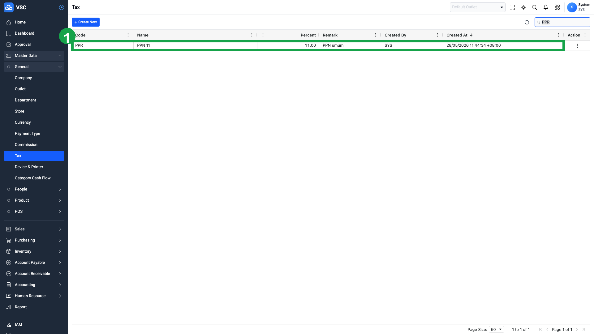 Hasil Create Tax