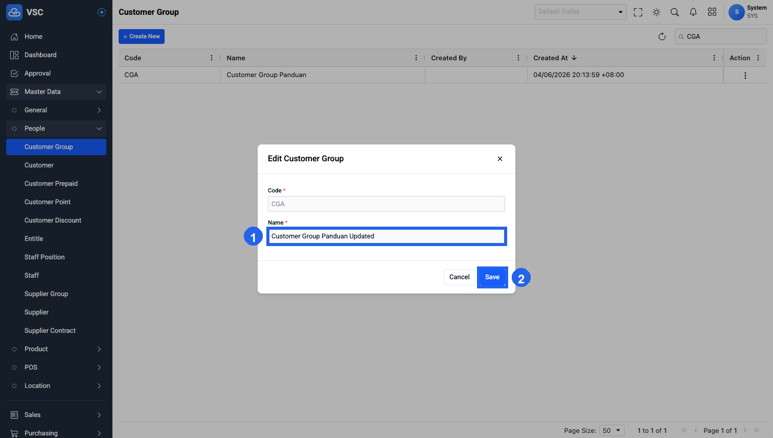 Form Update Customer Group