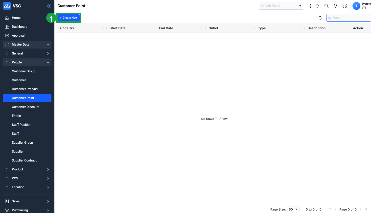 Daftar Customer Point - Mulai Create