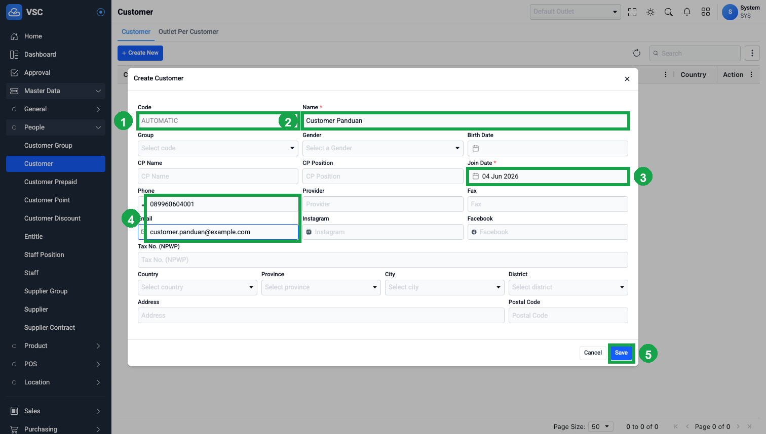 Form Create Customer