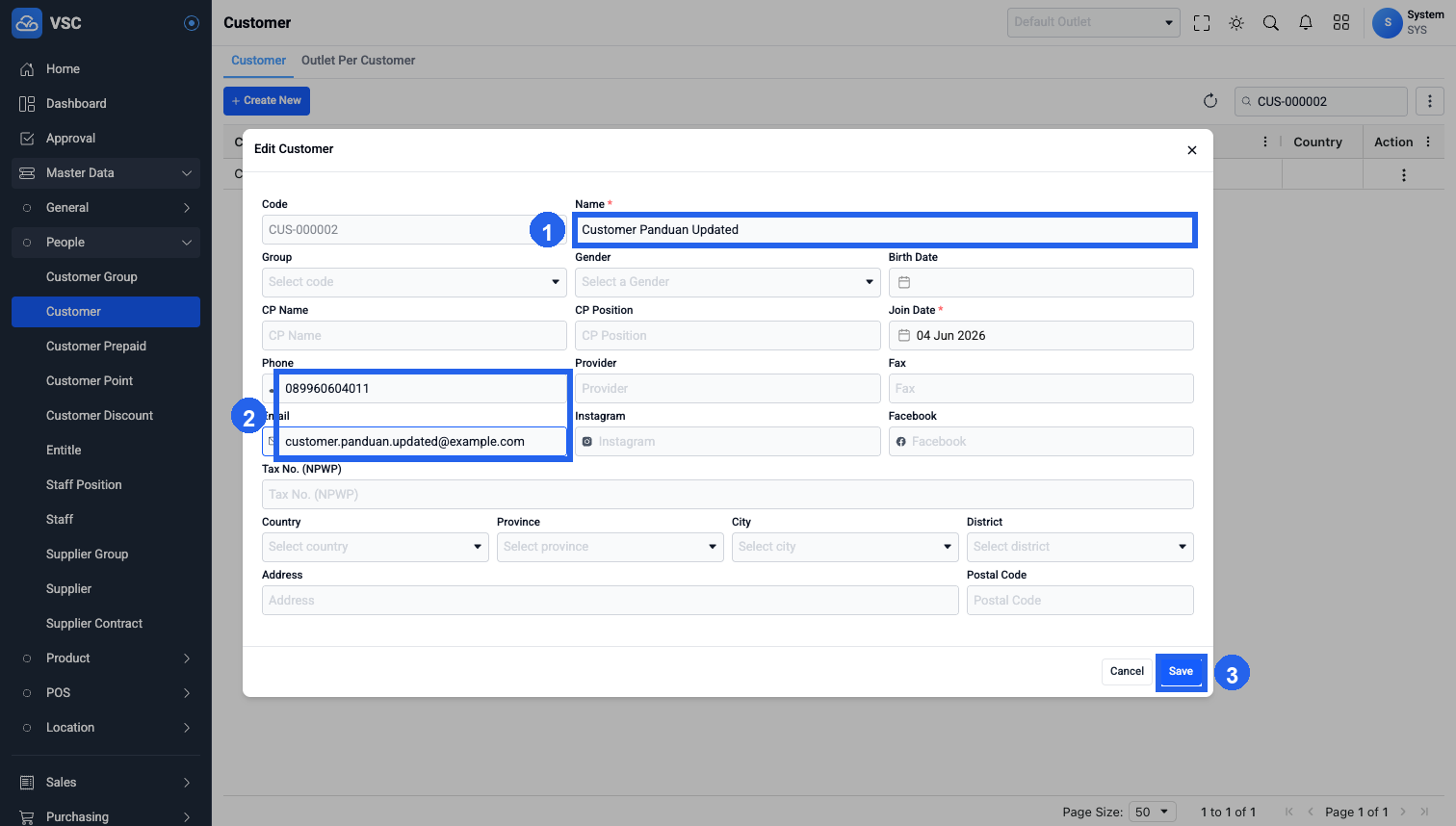 Form Update Customer