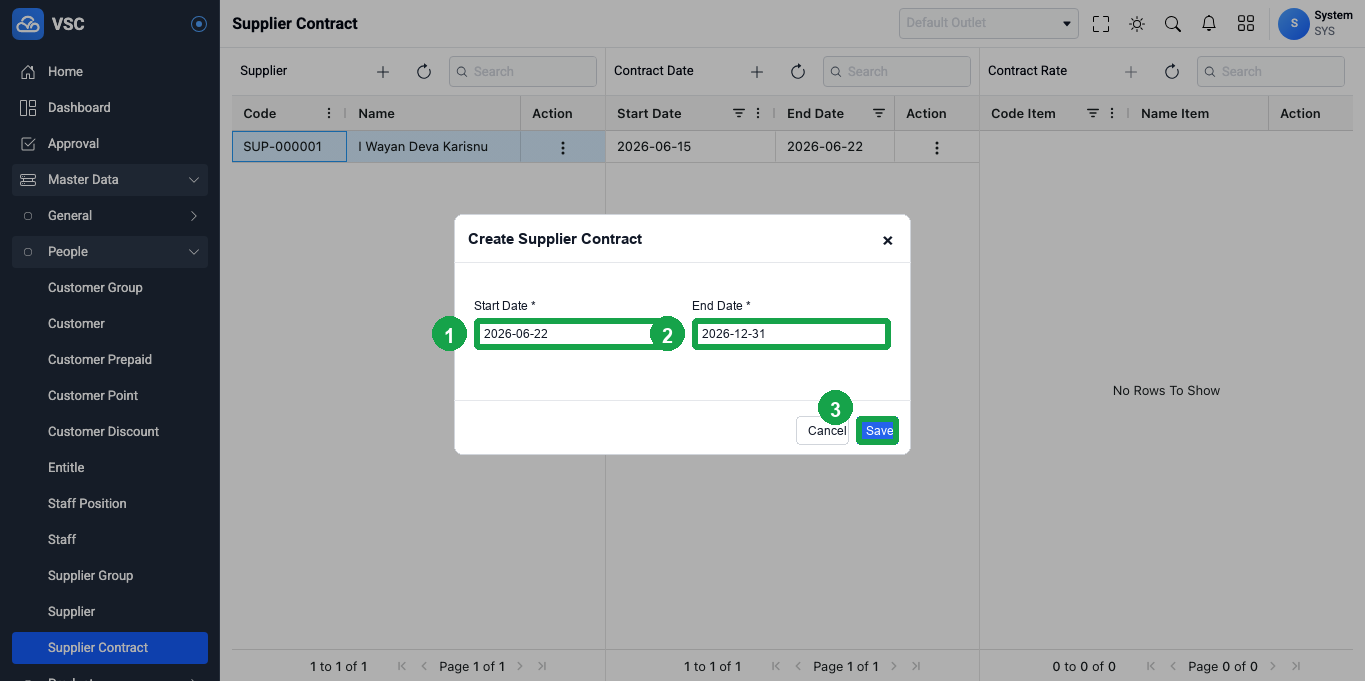 Create Contract Date