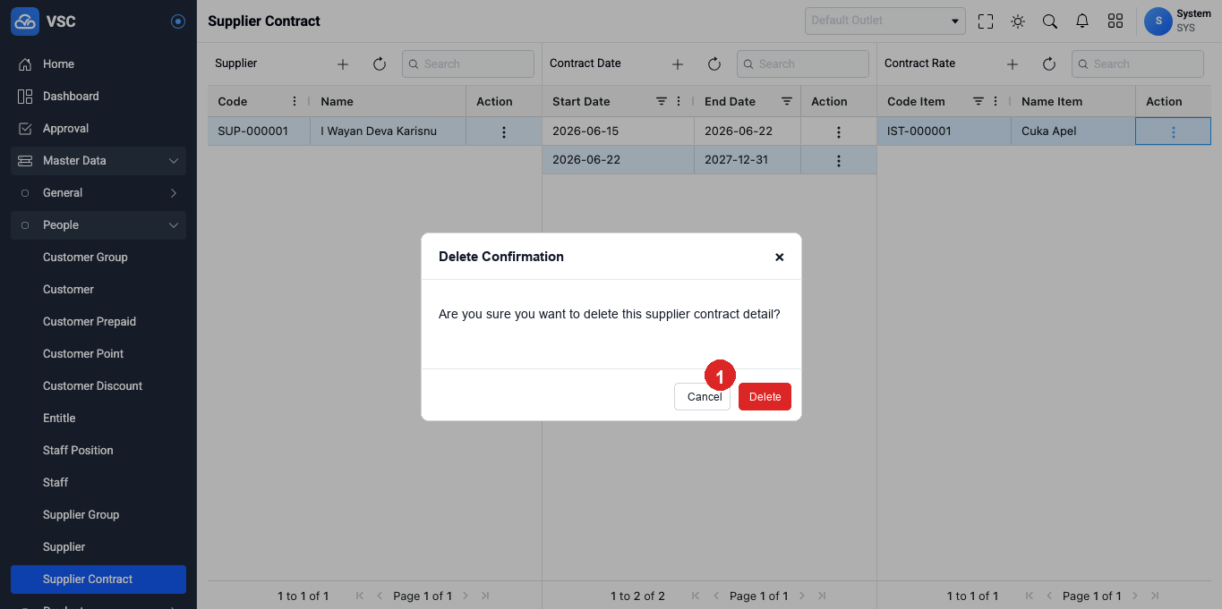 Delete Contract Rate