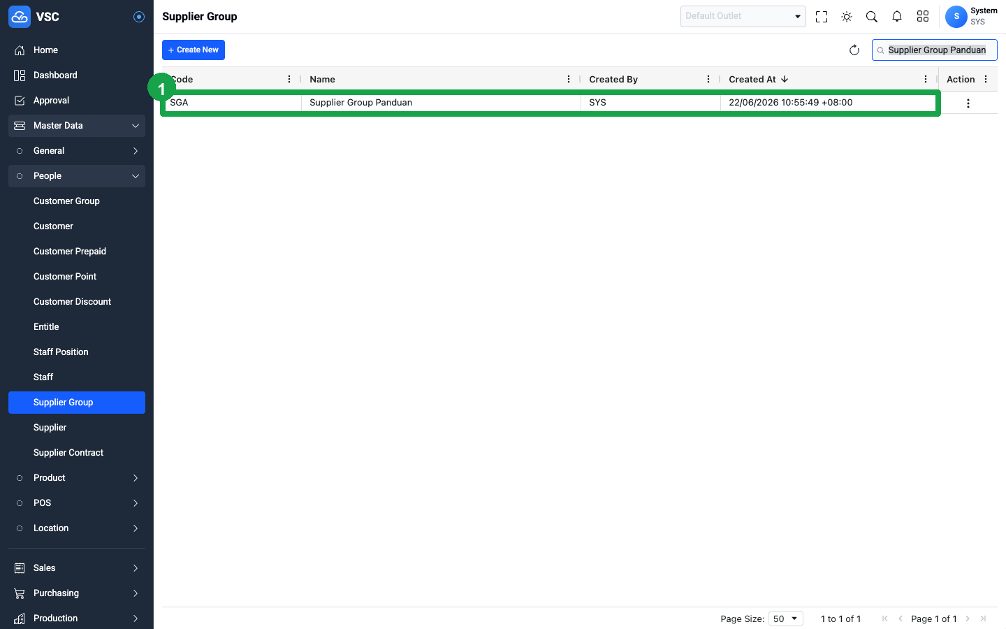Hasil Create Supplier Group