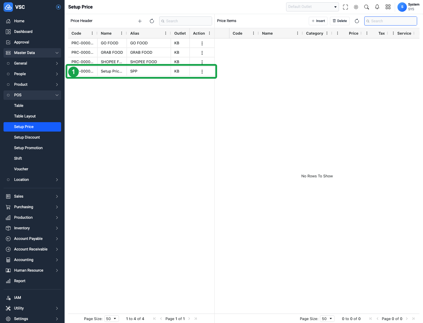 Hasil Create Price Header
