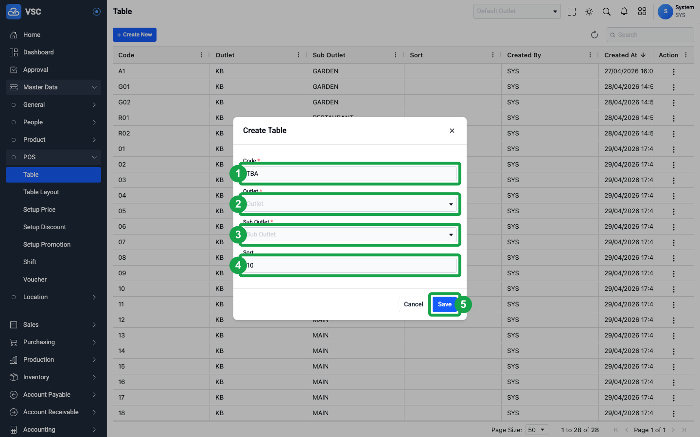 Form Create Table
