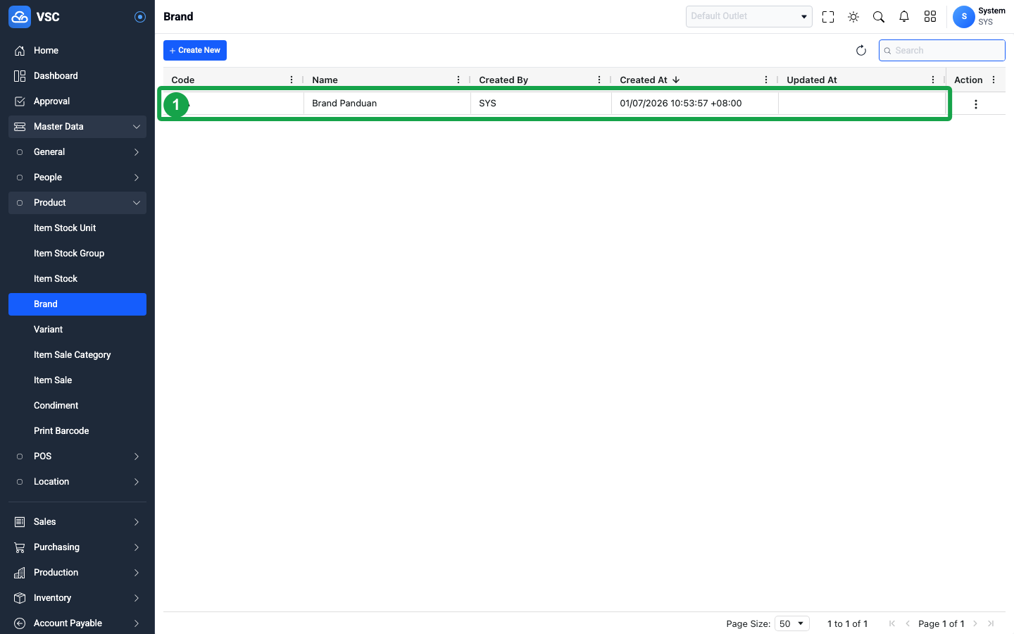 Hasil Create Brand