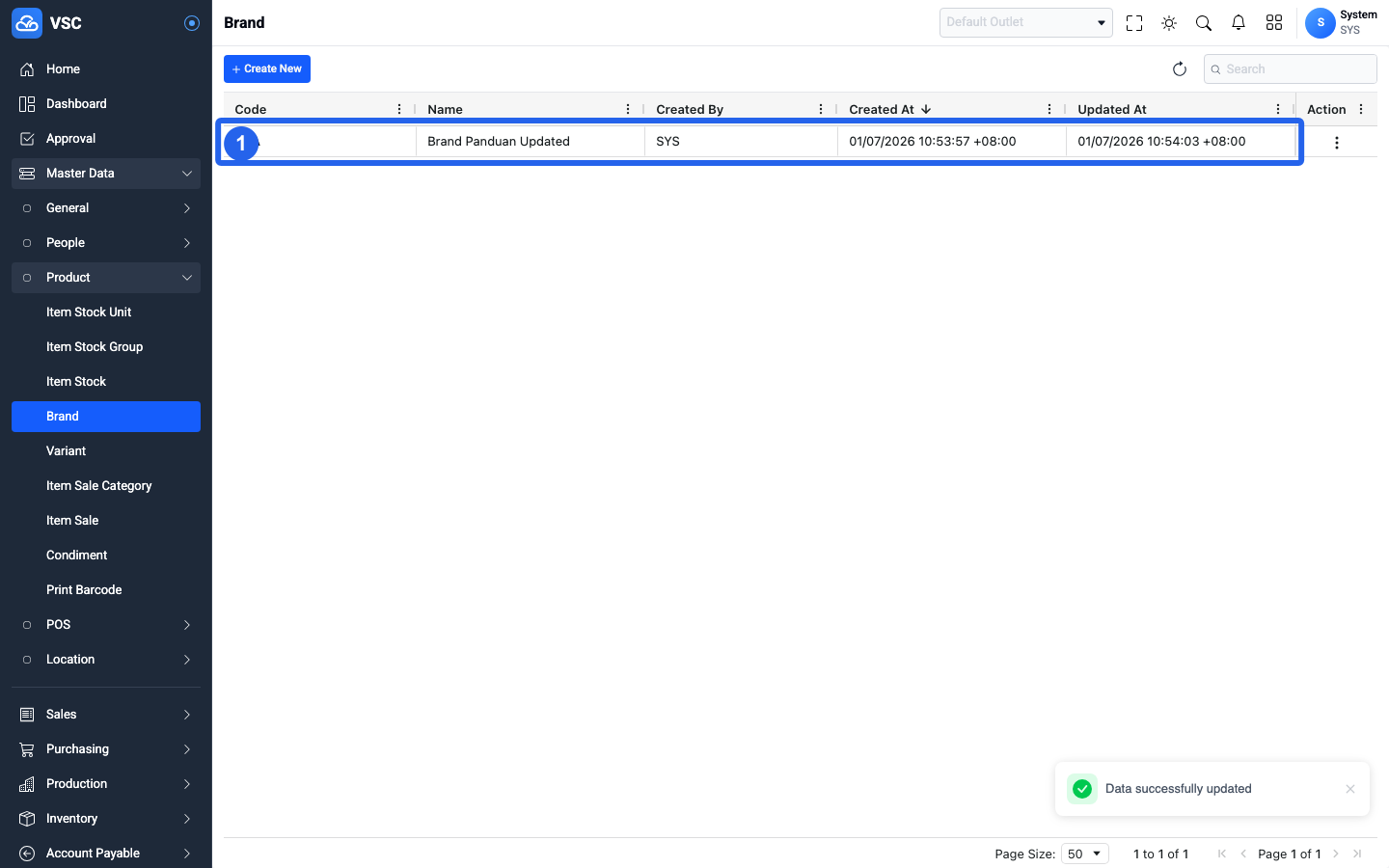 Hasil Update Brand