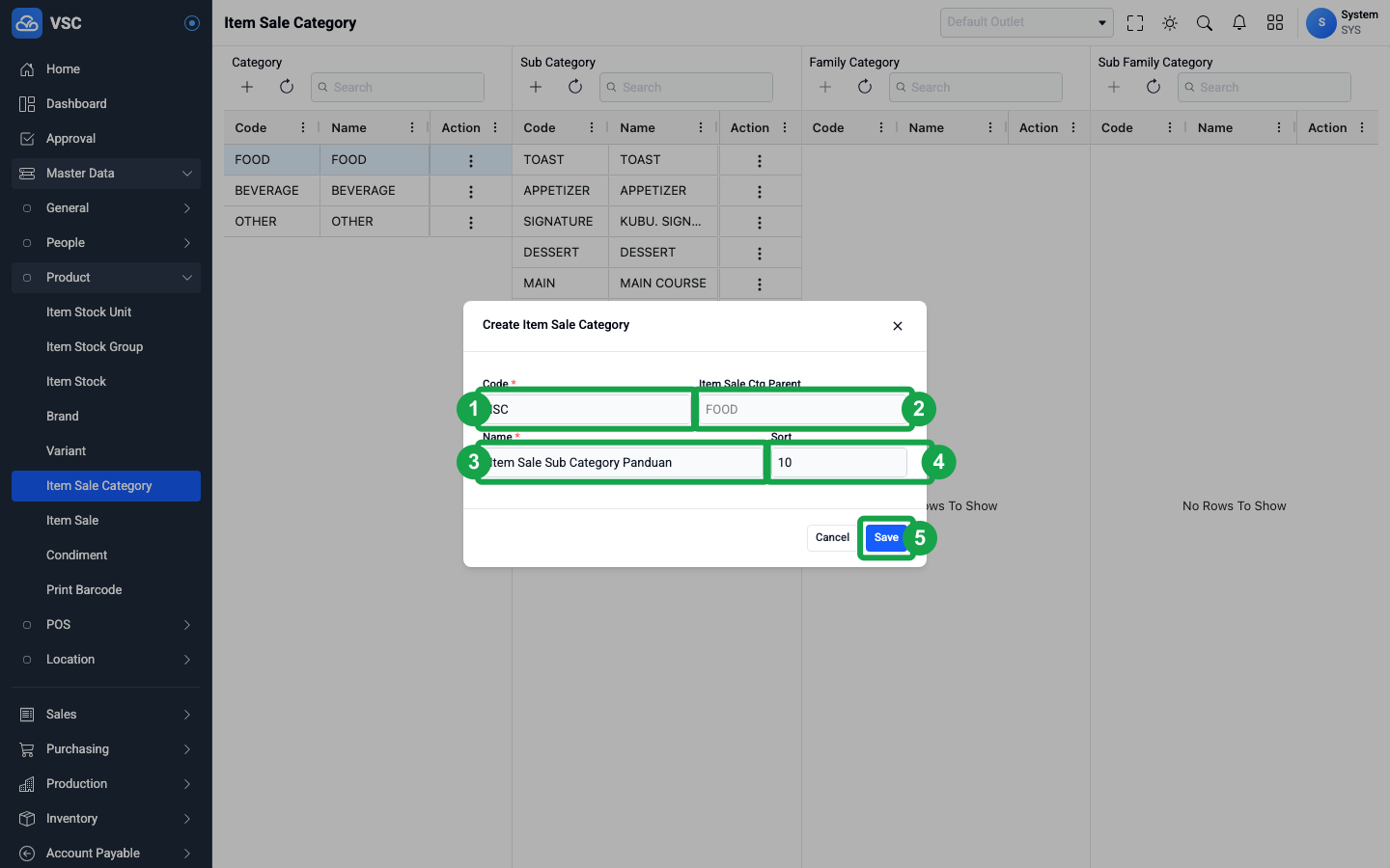 Create Sub Category
