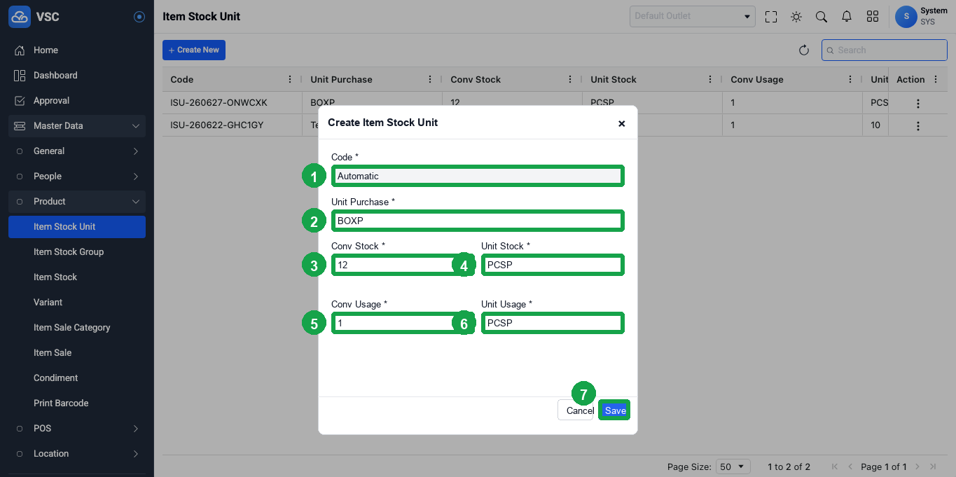 Create Item Stock Unit